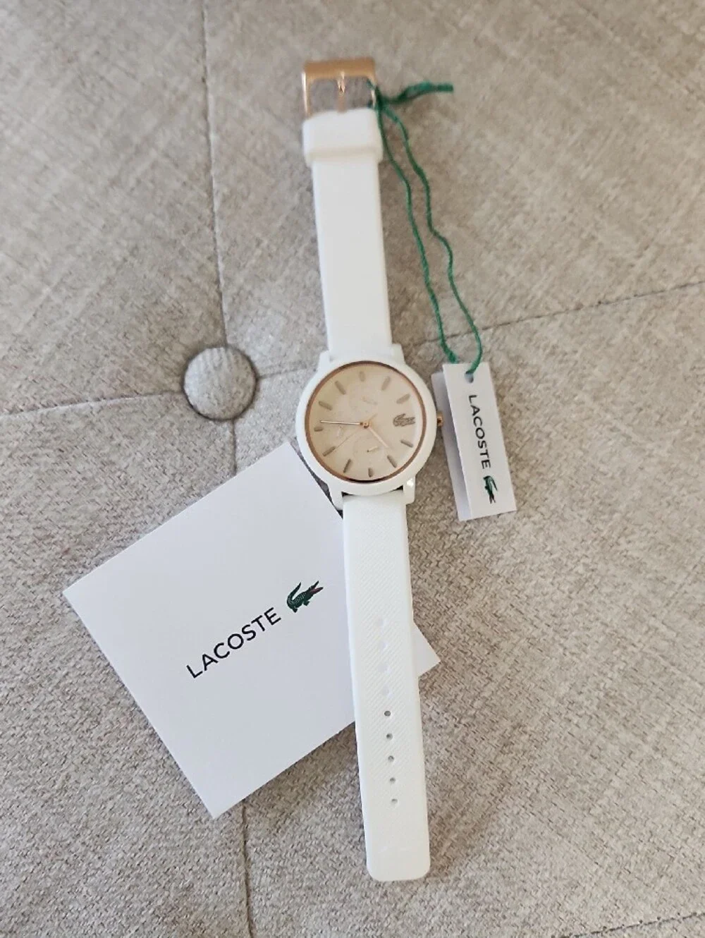 Lacoste White Silicone Watch with Rose Gold-Tone Dial